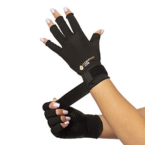 Copper Joe Fingerless Arthritis Gloves with Adjustable Strap