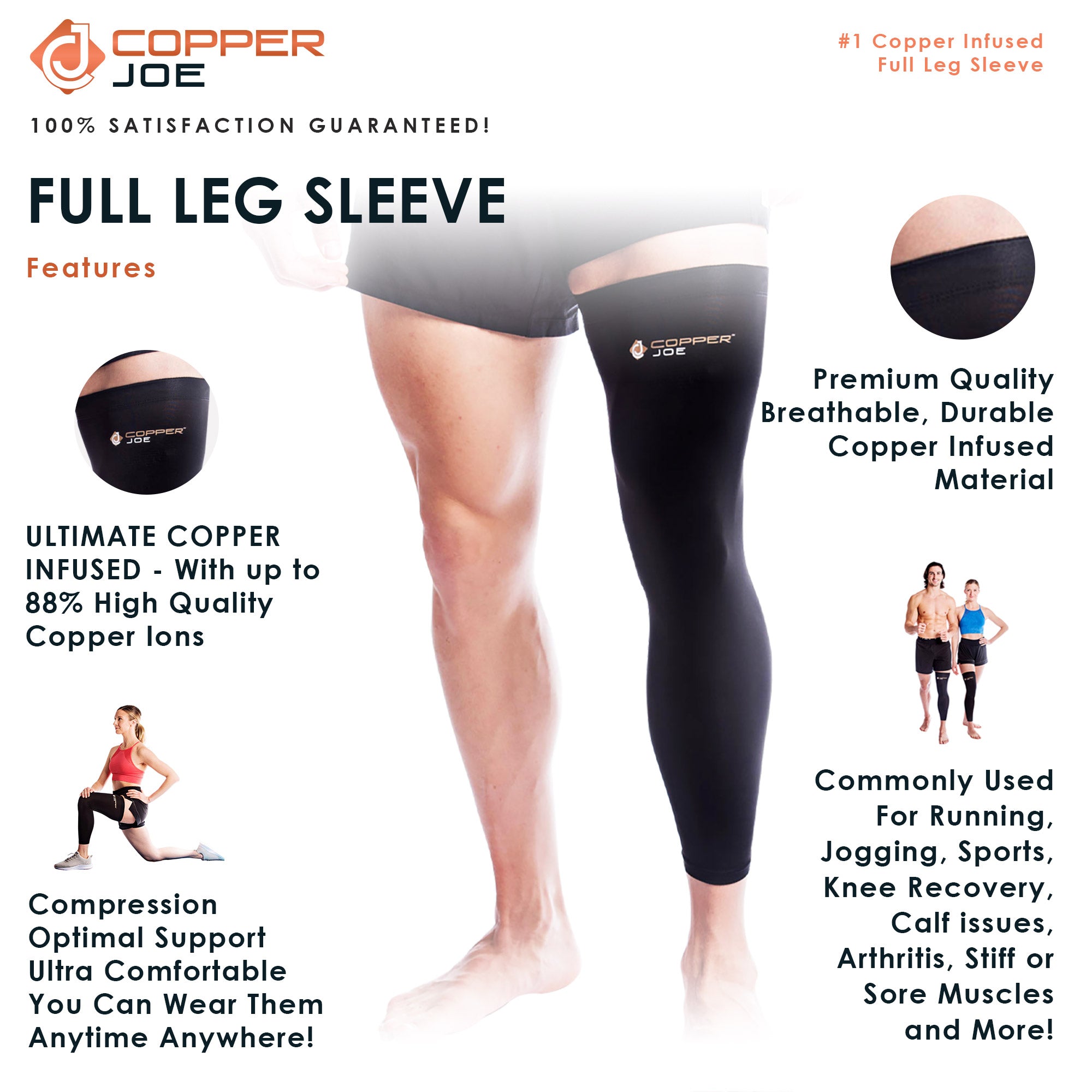  Jueachy Leg Compression Sleeve Full Leg 2 Pack Long Knee Brace  for Men Women Knee Support Protector for Running,Weightlifting, Workout,  Joint Pain Relief, Meniscus Tear, Arthritis, Tendinitis : Health & Household